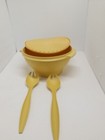 Vtg TUPPERWARE 4 Qt Mixing, Storing & Serving Salad Bowl #880 &Seal #881 & Forks