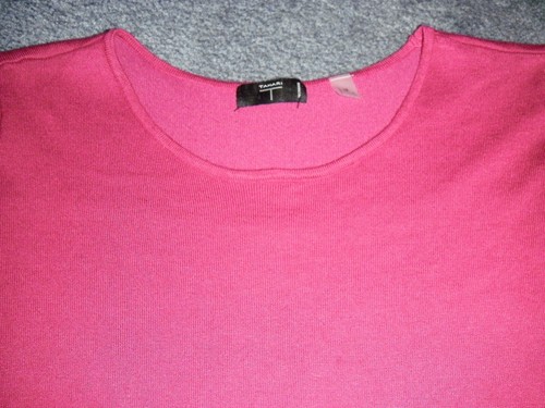 T Tahari Sweater Women 2X Magenta Round Neck Pleated Back Long Sleeve - Picture 8 of 11