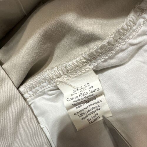 Calvin Klein Men's Straight Chino Pants Size 34 White Light Wash Pants - Picture 10 of 10
