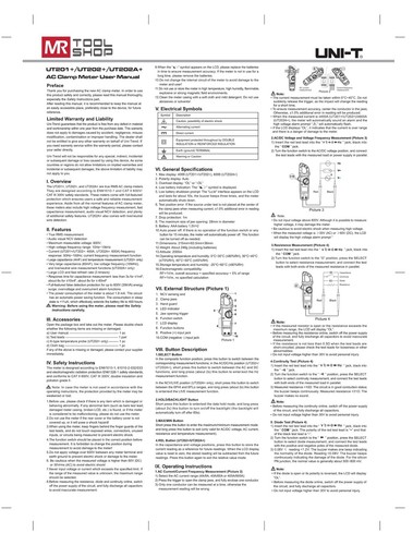 UNI-T Digitale Stromzange True RMS Multimeter AC DC Volt Amp Ohm Kappe NCV Tester - Bild 16 von 60