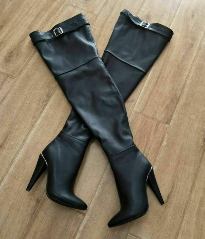 Real Real Real De Cuero Puntera en Punta alto del muslo sobre la rodilla botas Cremallera Stiletto Tamaño Grande 1fa9b0 Real Real Real De Cuero Puntera en Punta alto del muslo sobre la rodilla botas Cremallera Stiletto Tamaño Grande 1fa9b0