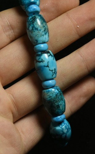 9CM China Hongshan Culture Blue Turquoise Fengshui Exorcism Round Bracelets - Picture 4 of 5