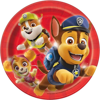 Paw Patrol round Paper Dessert Plates - 7'' (Pack of 8) - Multicolor Party Plates