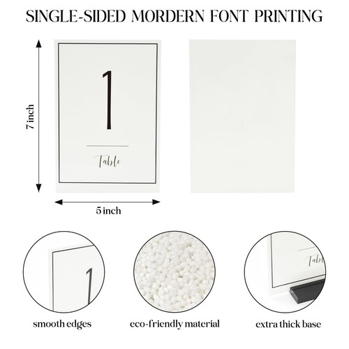 15 PCS White Wedding Table Numbers with Holders 5x7" Acrylic Reception Set - Picture 5 of 9