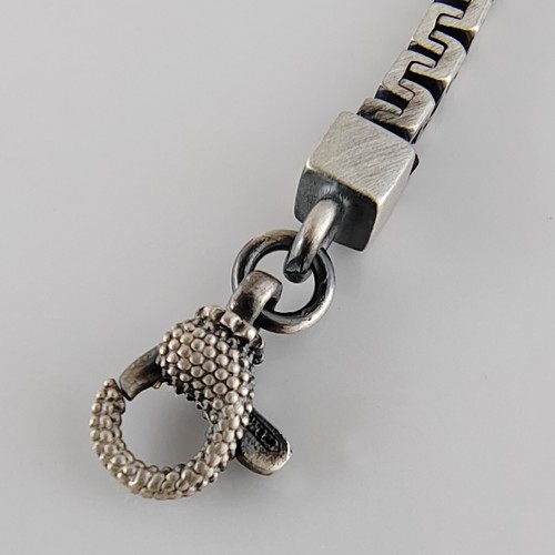 Men's 925 Silver Brown Chain Bracelet with Greek Adjustable Measure - Picture 3 of 7