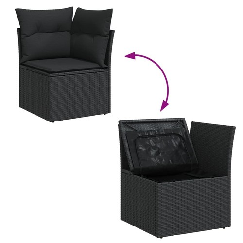 9-tlg. Garten-Sofagarnitur mit Kissen Schwarz Poly Rattan - Picture 11 of 11