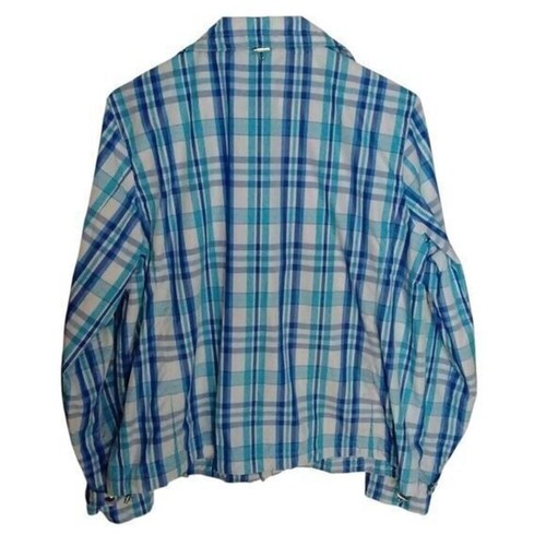 Ralph Lauren LRL Active Plaid Lightweight Zip-Up Jacket Blue Wind Womens Large - Picture 2 of 4