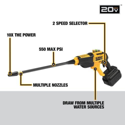 Limpiador eléctrico inalámbrico de agua fría 20V MAX 550 PSI 1,0 GPM con 4 boquillas - Imagen 2 de 14