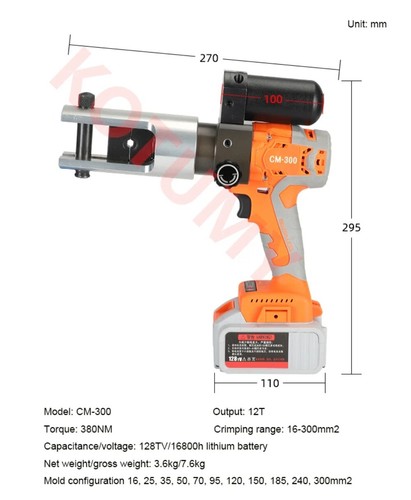Herramientas de prensado hidráulico CM-300 alicates hidráulicos recargables cobre - Imagen 9 de 26