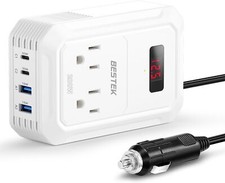 BESTEK 200W Car Power Inverter - DC 12V to 110V AC Converter with 2 USB-C 30W a