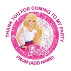 24 x Personalised for Barbie Birthday Stickers, sweet cones, party 45mm
