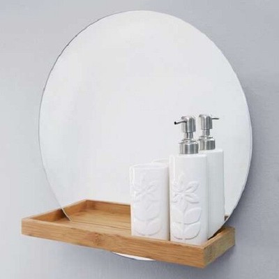 Round Bathroom Mirror With Shelf Wall Mounted Bamboo Wood Rack Shelf Wall Mounted Bamboo Wood Rack