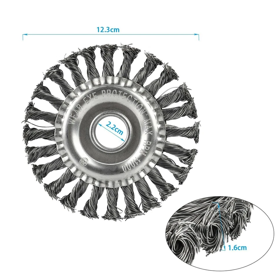 4x Drahtbürste Für Flex, Winkelschleifer Ø125mm X 22mm Gezopft Scheibenbürste DE - Bild 2 von 4