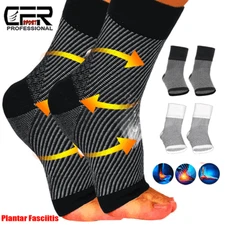 Copper Ankle Brace Compression Socks Sleeve Support Foot Fasciitis Pain Relief