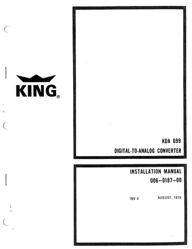 Bendix King KDA 699 Installation Manual Rev 0 006-0187-00