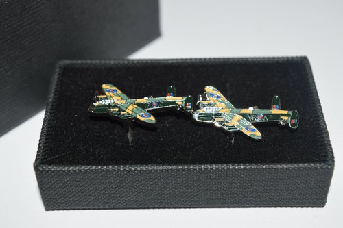 Lancaster Bomber Aeroplane Cufflinks set Gift BOXED Enamel RAF WW11 Aviation - Picture 2 of 3
