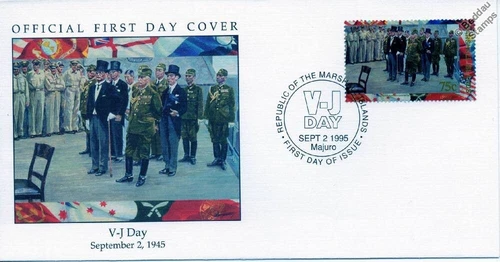 1945 WWII VJ DAY - Japanese Surrender Delegation on USS MISSOURI Stamp FDC