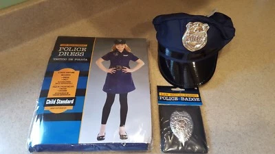 Halloween Costume law enforcement police dress, hat & badge, child size 10 NEW - Photo 1/4