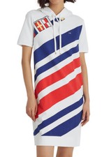 New Womens Lauren Ralph Lauren Boldly Striped Hooded French Terry Dress S