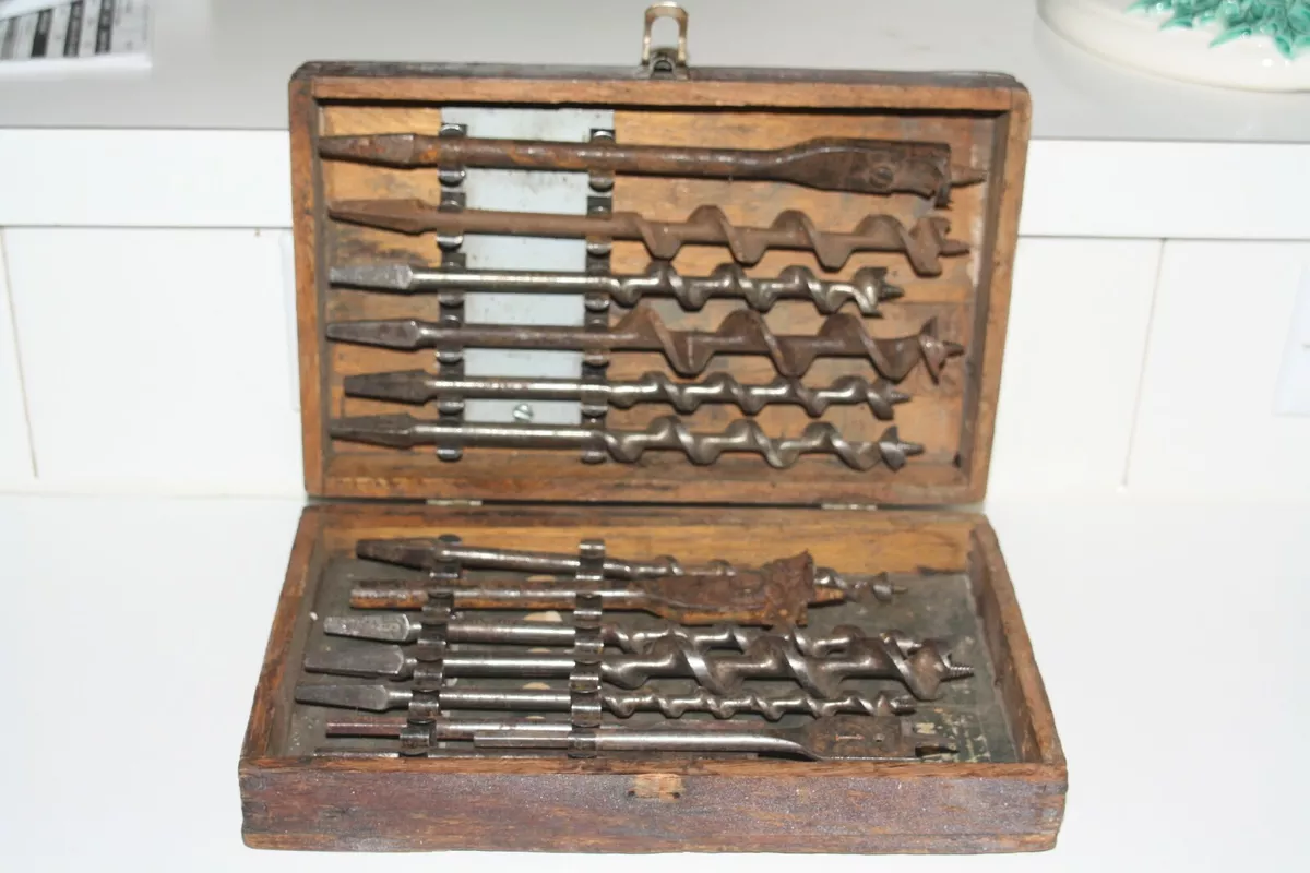 Irwin auger bit set in wooden box deals