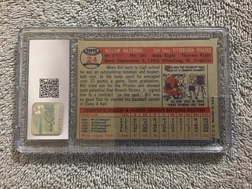 1957 Topps BILL MAZEROSKI Rookie Card #24 - Graded CGC 3 VG - Pittsburgh Pirates - Picture 3 of 3