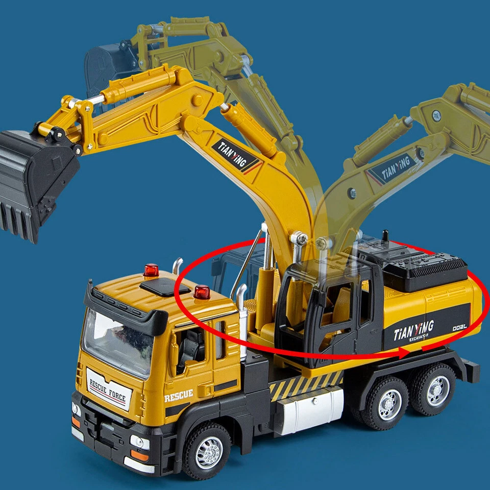 1:50 Excavator Truck Toy Construction Equipment Model Metal Diecast Toy Vehicle - Image 4 of 4