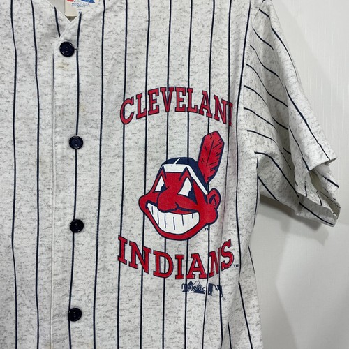 Vintage Cleveland Indians Jersey Men Medium Majestic Made in USA Pinstripe Shirt - Picture 5 of 7