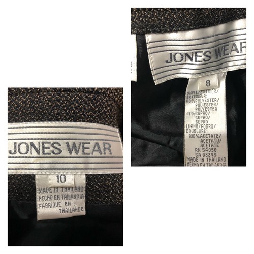 Jones Wear Pants Suit Jacket - Sz 10 Pants - Sz 8 Herringbone Mob Wife Career - Picture 11 of 11