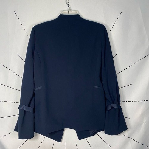 Willi Smith Navy Blue Minimalist Bell Sleeve Blazer Jacket - Picture 4 of 6