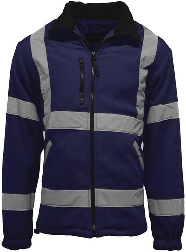 Chaqueta polar reflectante a rayas de alta visibilidad para hombre ropa de trabajo abrigo de bolsillo - Imagen 3 de 7