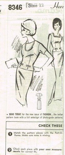 60er Jahre Vintage Versandhaus Schnittmuster 8346 Misses 2 Teile Kleid oder Kleid Größe 32 B - Bild 3 von 4