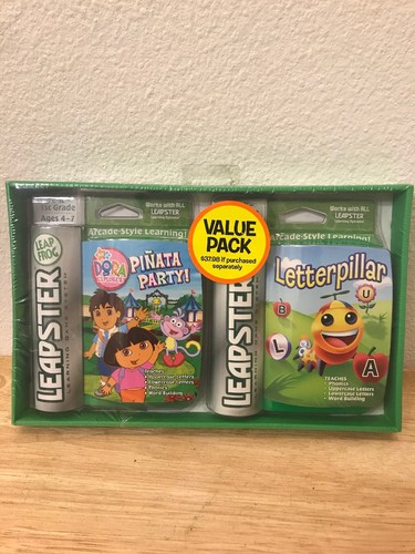Leapster Learning System Games 2 Pack Dora Pinata Party and Letterpillar - Picture 1 of 10