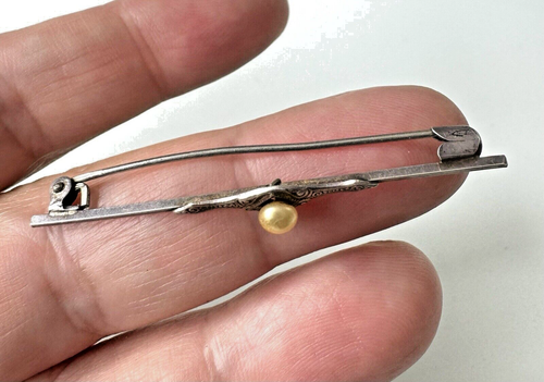 Spilla antica stile liberty in argento 835 con perla! - Foto 8 di 12