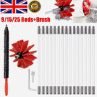 Flexible Chimney Sweep Set Flue Sweeping Brush and Rod Kit Soot Cleaning Rods UK