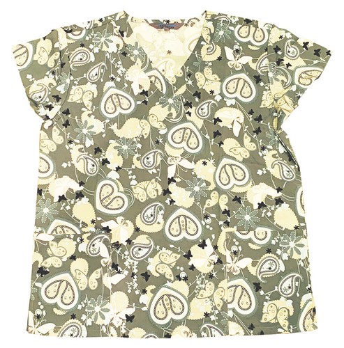 Womens Ultra Soft Touch Microfiber Medical Printed Scrub Tops XS-3XL - Picture 23 of 30