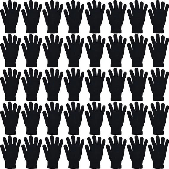 24 Pairs Bulk Men Women Warm Winter Gloves Knit Gloves for Clod Weather Black