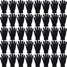 24 Pairs Bulk Men Women Warm Winter Gloves Knit Gloves for Clod Weather Black