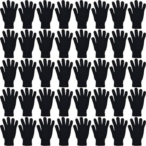 24 Pairs Bulk Men Women Warm Winter Gloves Knit Gloves for Clod Weather Black - Picture 1 of 7