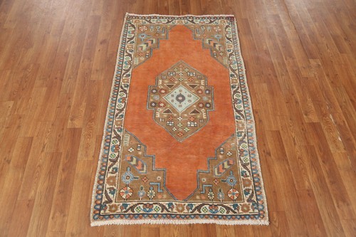 Orange/ Ivory Wool Traditional Foyer Rug 3x5 ft Hand-knotted Overdyed Carpet - Picture 3 of 20