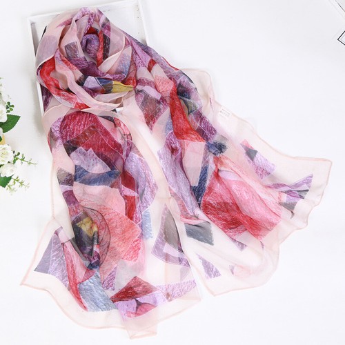 Women Long Scarf Wrap Large Chiffon Silk Muslim Hijab Head Scarves Flower Print - Picture 20 of 27
