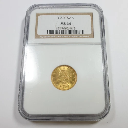 1903 NGC MS64 - Gold Liberty Head $2.50 Quarter Eagle US Coin #54802B