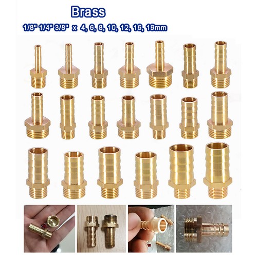 Brass Hose Barb Tail Fitting 1/8 1/4 3/8 BSP to 6mm~19mm.Male Thread Connector - Picture 2 of 26