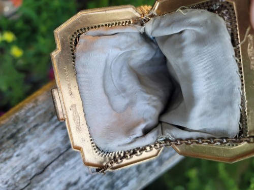 Whiting & Davis Mesh Beaded Coin Purse With Chain Handle USA Vintage Estate Find - Picture 5 of 9