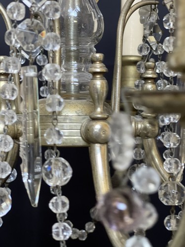 Antique Crystal French Beaded Petite Chandelier - Picture 7 of 8