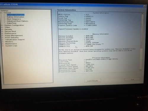 DELL LATITUDE E5540 Core i5-4200U@ 1.70 GHz,4GB RAM, NO HD, NO Battery For part - Picture 2 of 6
