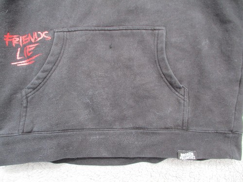 Broken Promises Hoodie Mens Medium Graphic Print Logo Black Karma Skater - Picture 9 of 15