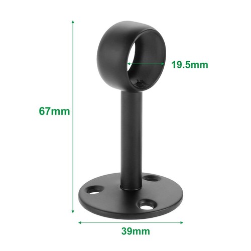 2Pcs Flange Rod Holders Black Stainless Steel 5 Size for Ceiling Hanging Pole - Picture 10 of 33