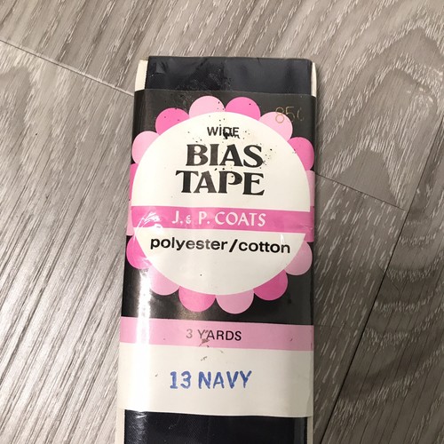 Vtg J. & P. Coats Double Fold Bias Tape 3 Yards Navy Stretch New Unopened - Picture 4 of 5