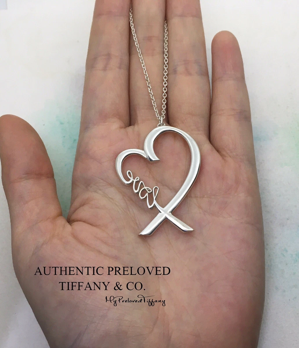 Authentic Tiffany Co Paloma Picasso Graffiti LOVE XL Loving Heart Necklace 17