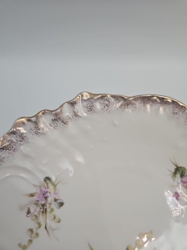 Antique Carl Tielsch CT Germany Hand Painted Floral Handled Serving Plate - Picture 4 of 12